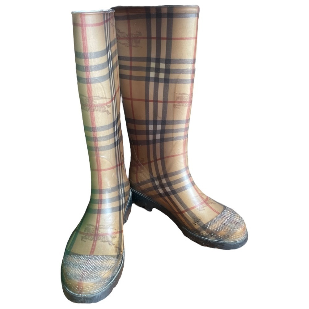 Burberry Plaid Winter & Rain Boots - Tan and Black